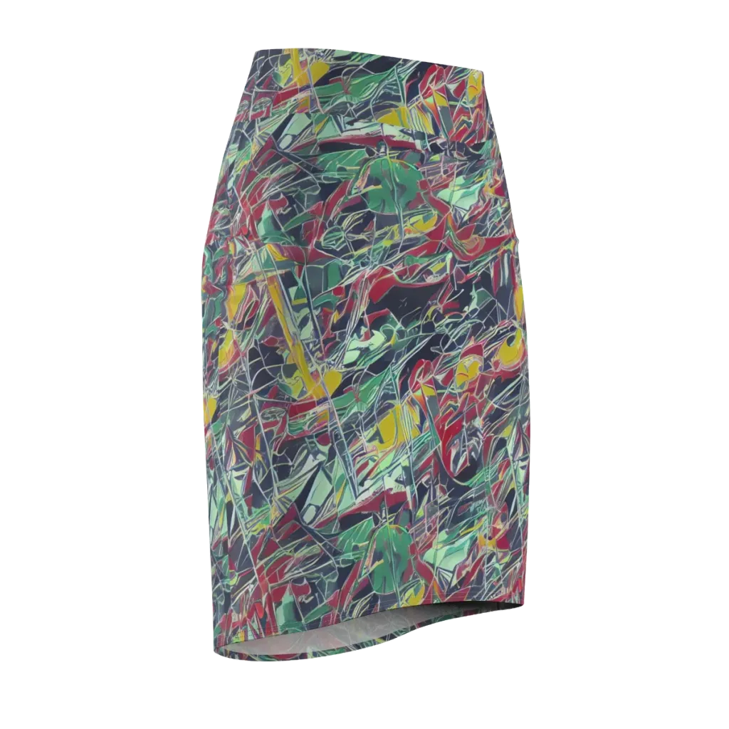 Midnight Mosaic on Pencil Skirt — Front Side