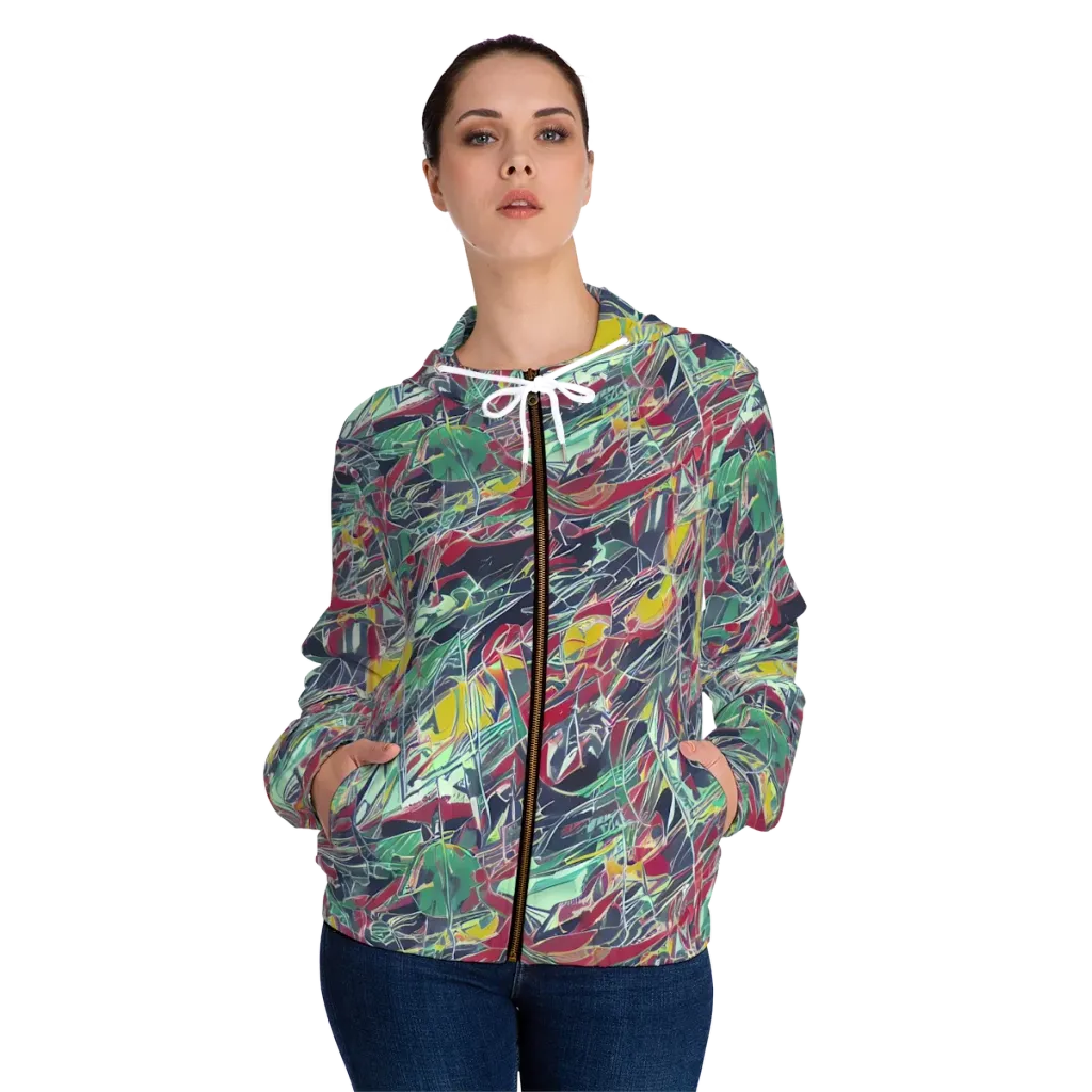 Midnight Mosaic on Women's Full-Zip Hoodie — Front On Person