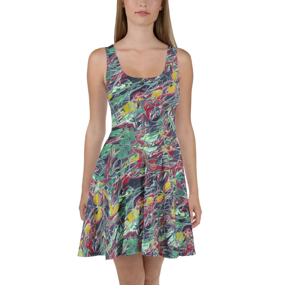 Midnight Mosaic on Skater Dress — Front