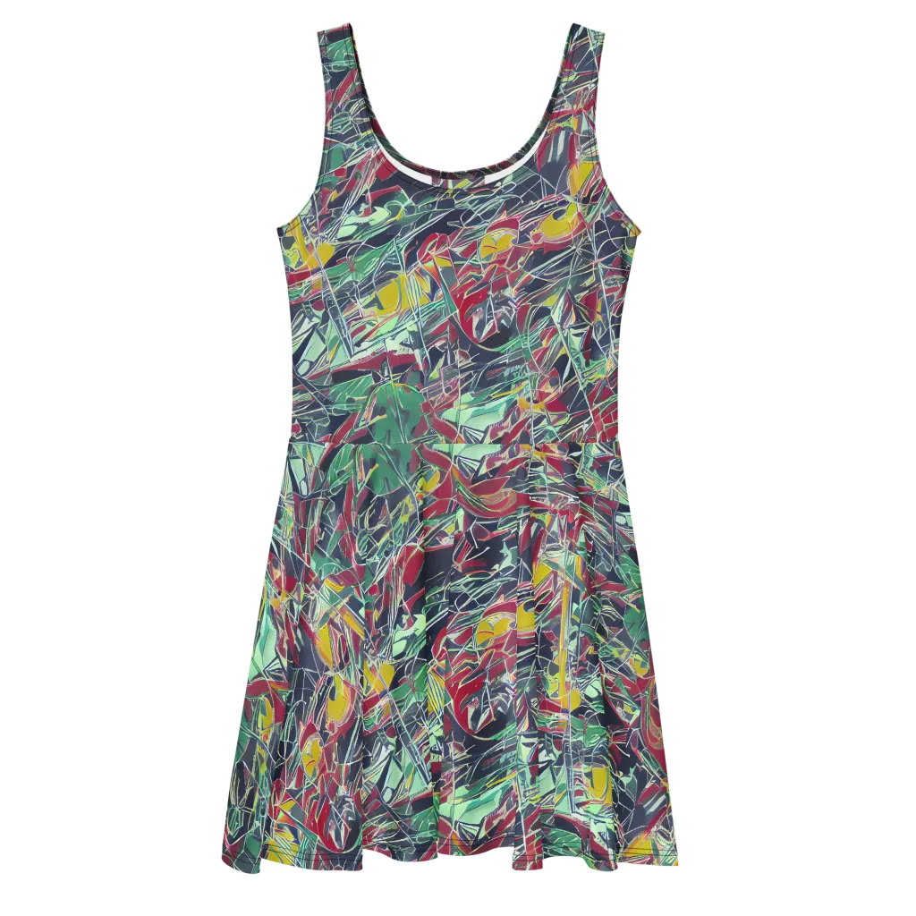 Midnight Mosaic on Skater Dress — Front