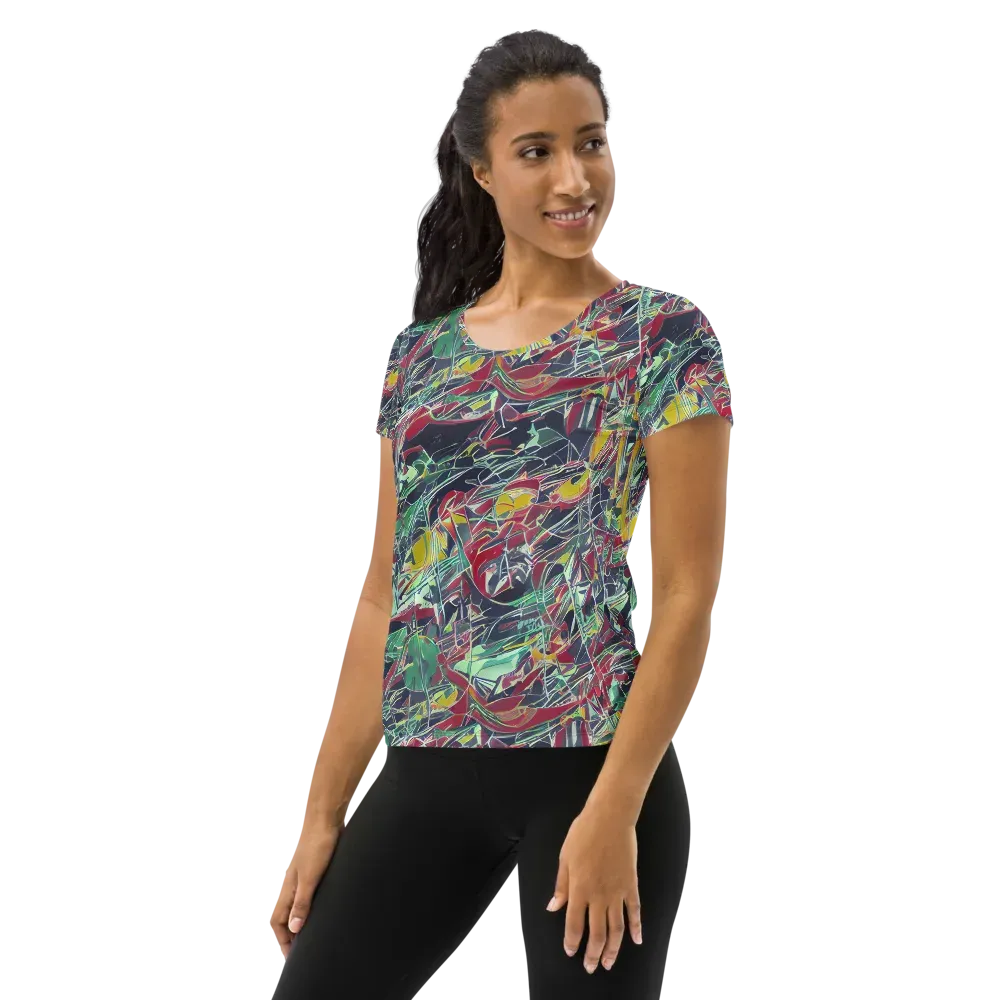 Midnight Mosaic on Women's Athletic T-Shirt — Left