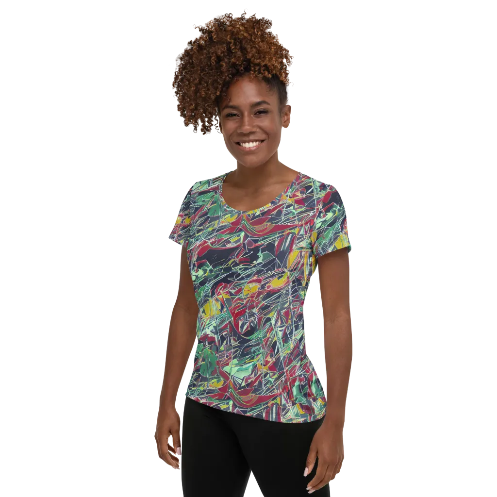 Midnight Mosaic on Women's Athletic T-Shirt — Left