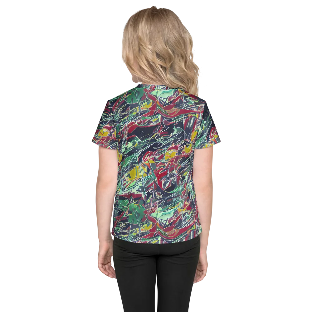 Midnight Mosaic on Kids Crew Neck T-Shirt — Back