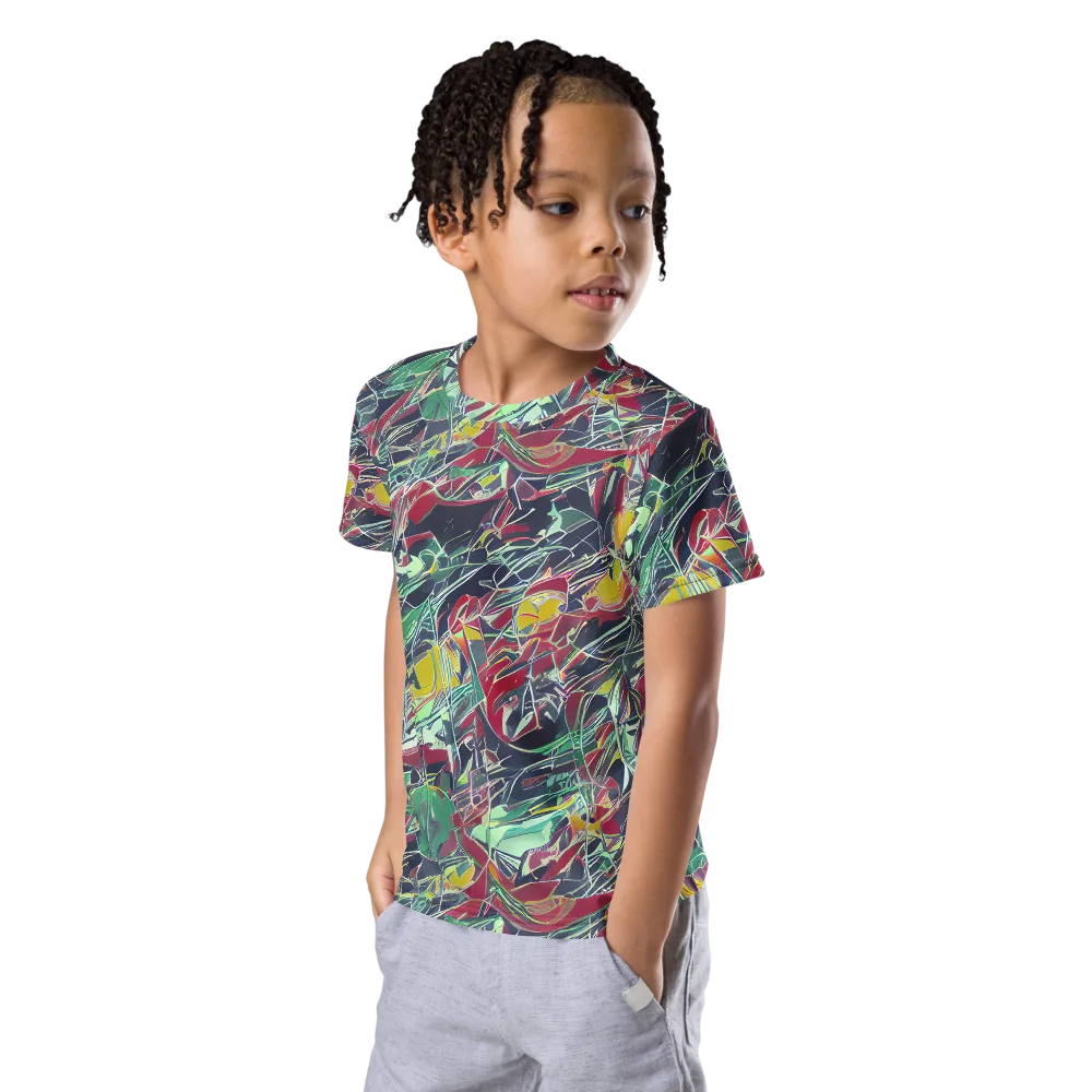 Midnight Mosaic on Kids Crew Neck T-Shirt — Left Front