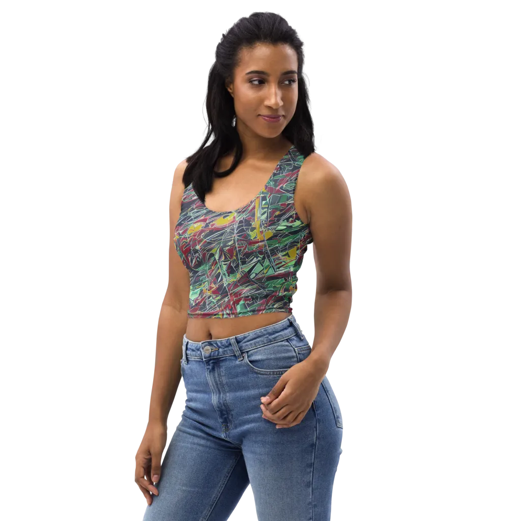 Midnight Mosaic on Crop Top — Left Front