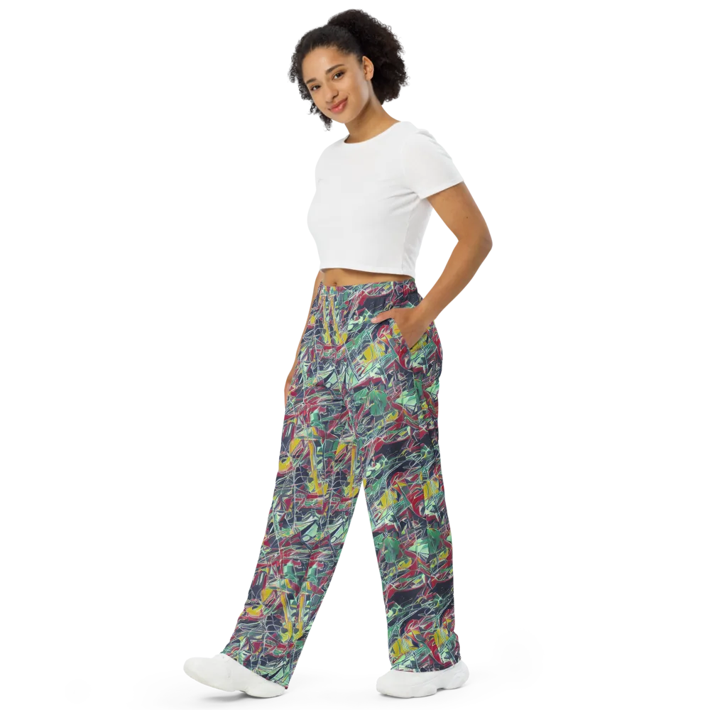 Midnight Mosaic on Wide-Leg Pants — Left Front