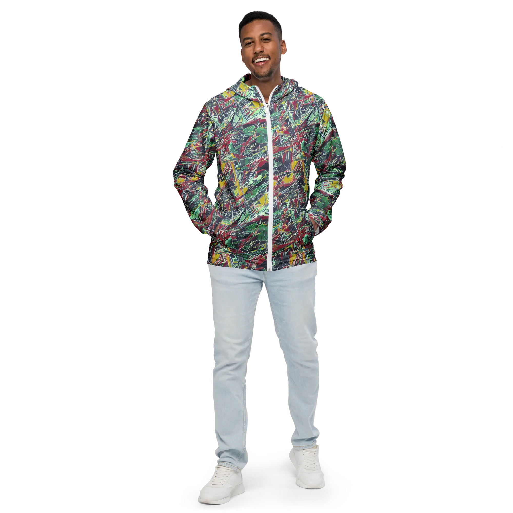 Midnight Mosaic on Men's Windbreaker — Front