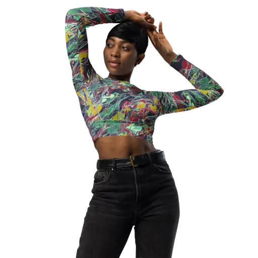 Midnight Mosaic on a Long Sleeve Crop Top