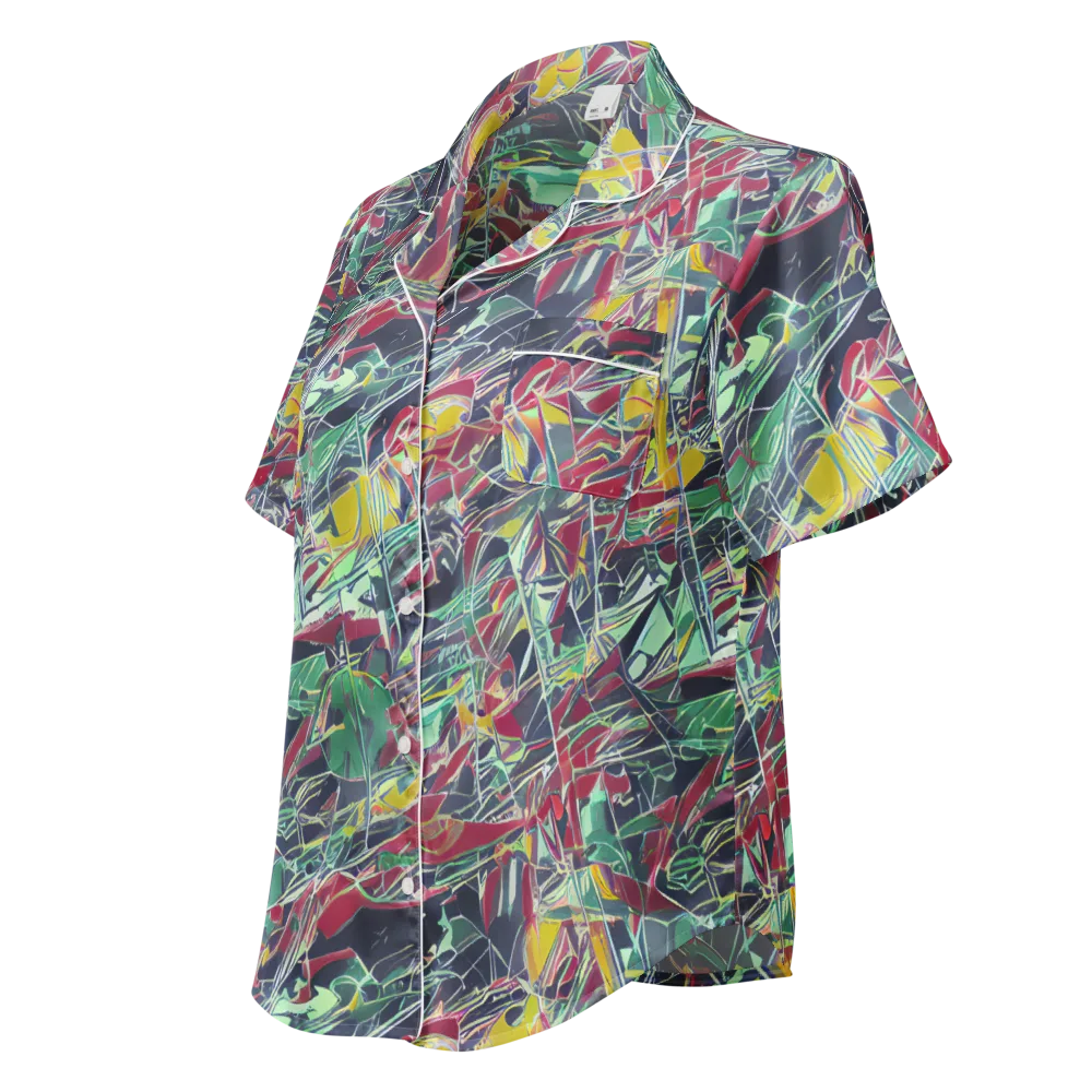 Midnight Mosaic on Women's Short Sleeve Pajama Top — Left Front