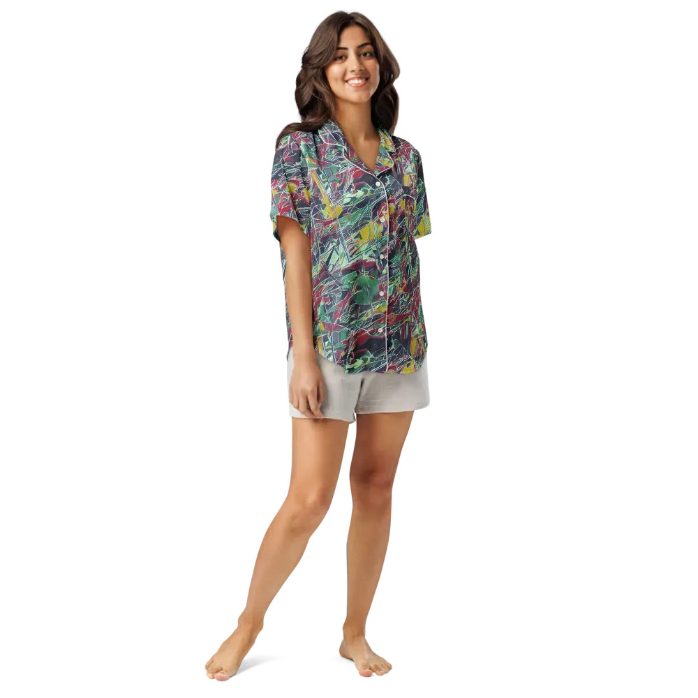 Midnight Mosaic on Women's Short Sleeve Pajama Top — Front