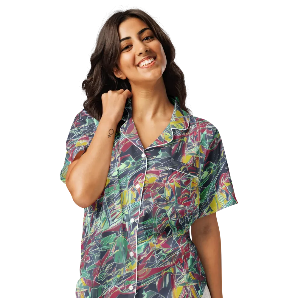 Midnight Mosaic on Women's Short Sleeve Pajama Top — Front