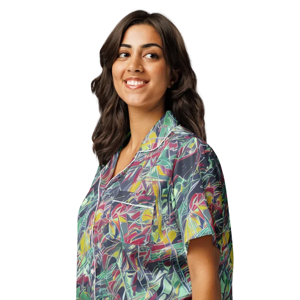 Midnight Mosaic on Women's Short Sleeve Pajama Top — Left Front