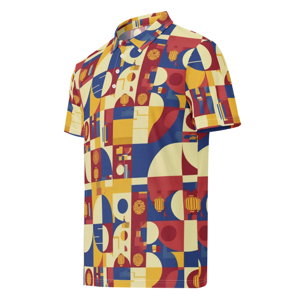Lantern Geometry on Men's Slim Fit Polo Shirt — Left Front