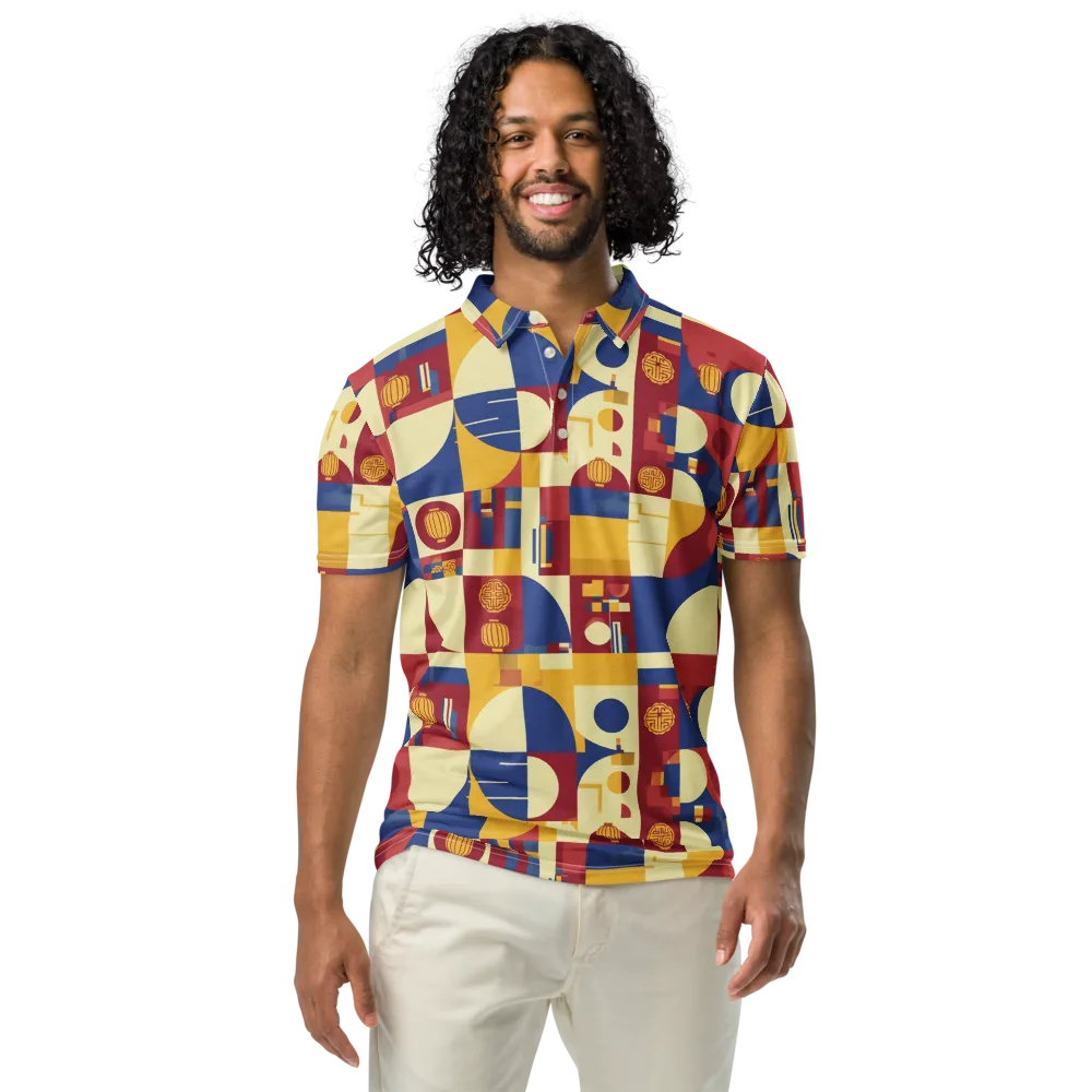 Lantern Geometry on Men's Slim Fit Polo Shirt — Front