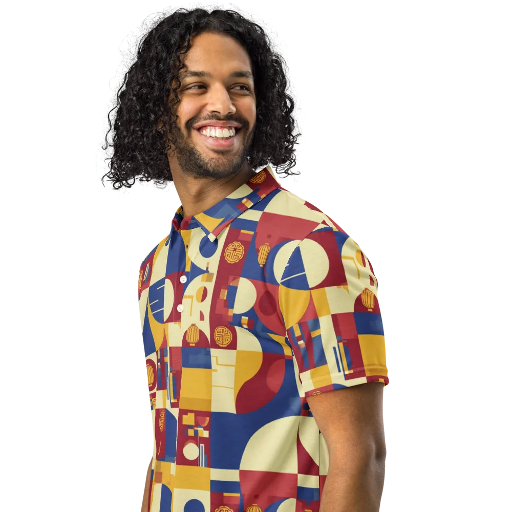 Lantern Geometry on Men's Slim Fit Polo Shirt — Left Front