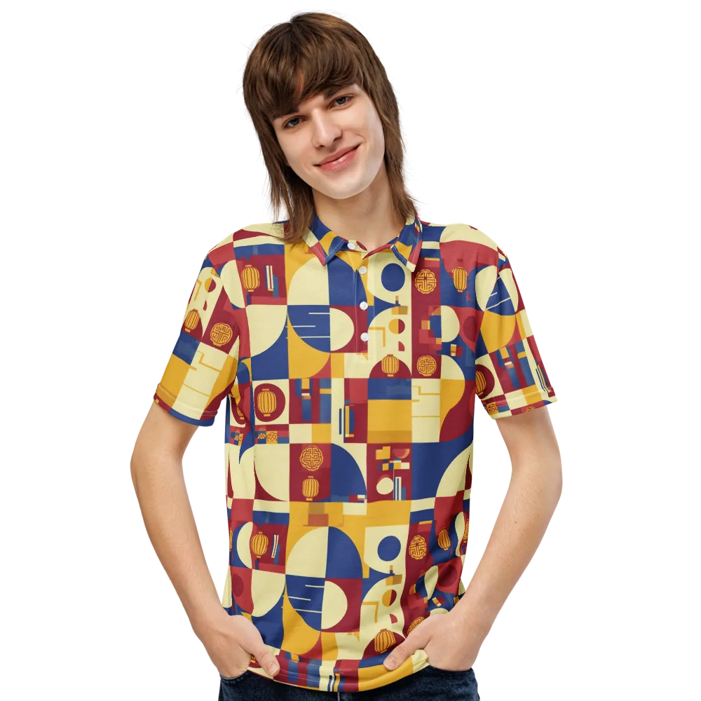 Lantern Geometry on Men's Slim Fit Polo Shirt — Front