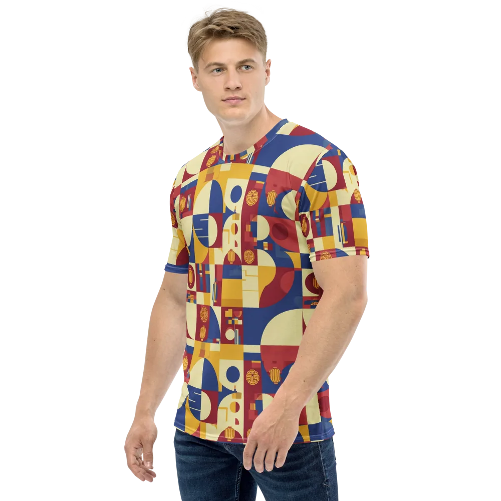 Lantern Geometry on Men's Crew Neck T-Shirt — Left