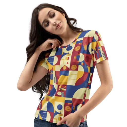 Lantern Geometry on a Women's Crew Neck T-Shirt