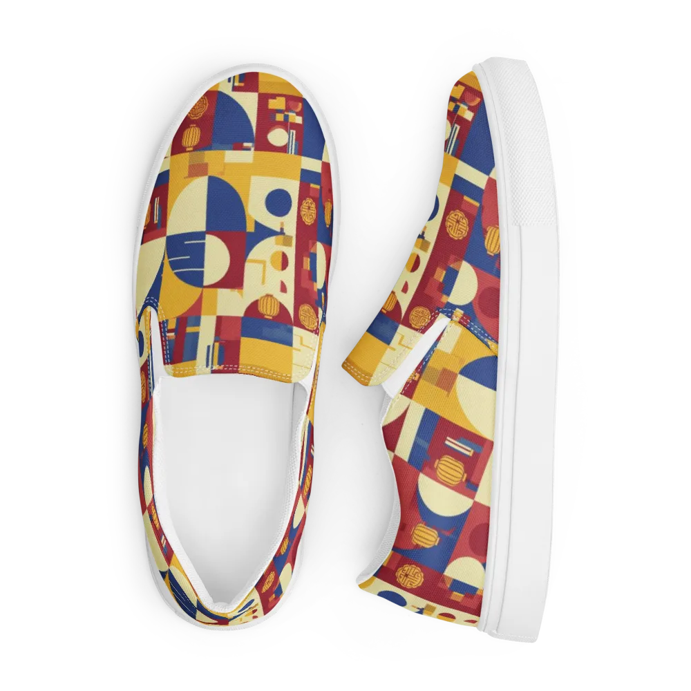 Lantern Geometry on Men's Slip-On Canvas Shoes — Front