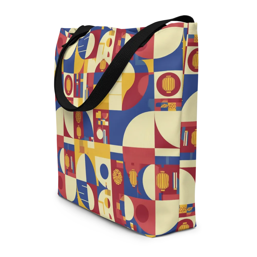 Lantern Geometry on Large Tote Bag W/ Pocket — Front