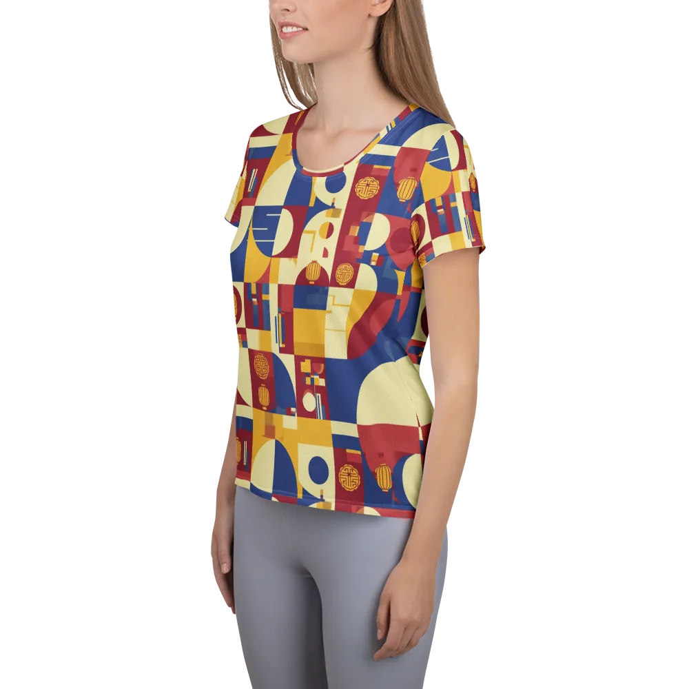 Lantern Geometry on Women's Athletic T-Shirt — Left