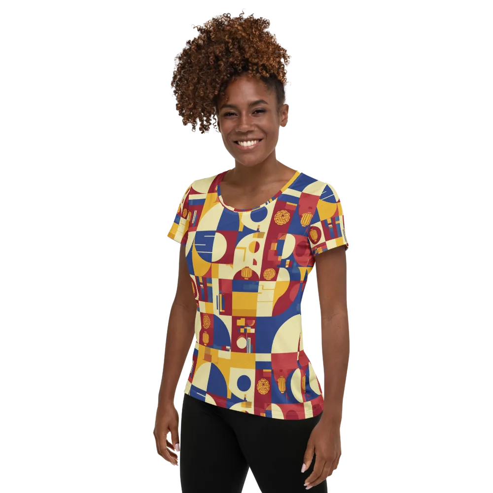 Lantern Geometry on Women's Athletic T-Shirt — Left
