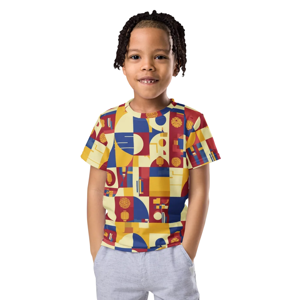 Lantern Geometry on Kids Crew Neck T-Shirt — Front