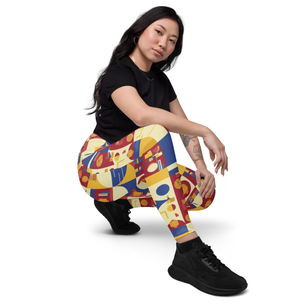 Lantern Geometry on Leggings with Pockets — Right Front