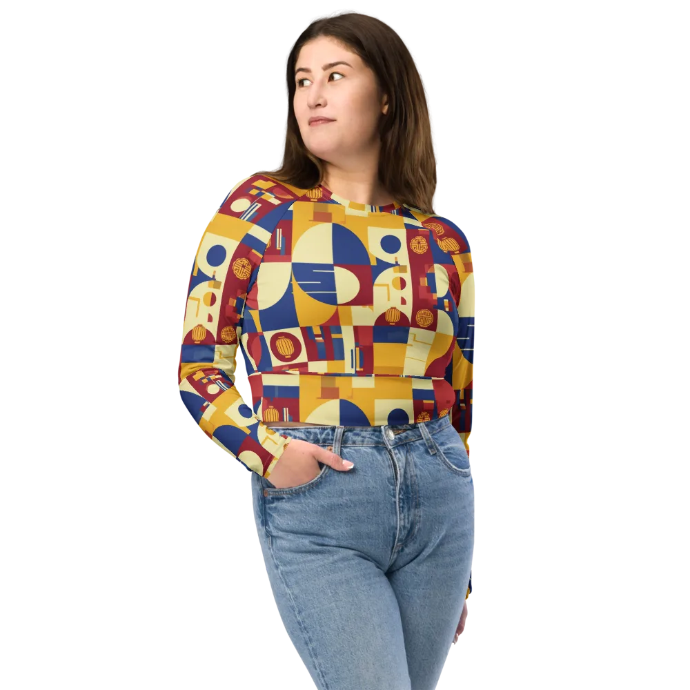 Lantern Geometry on Long Sleeve Crop Top — Front