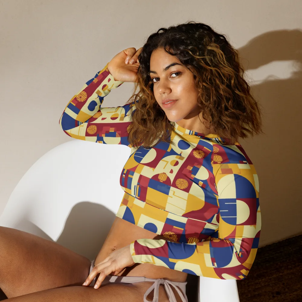 Lantern Geometry on Long Sleeve Crop Top — Left Front