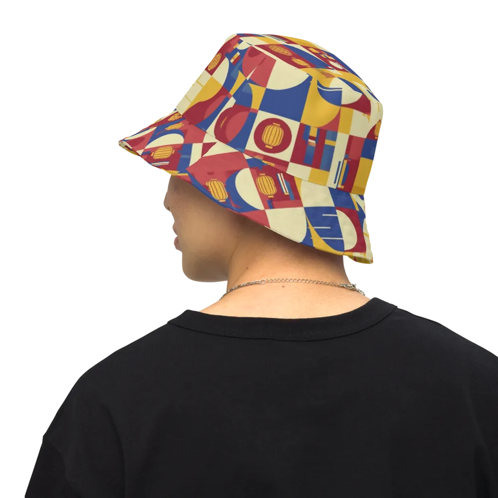 Lantern Geometry on Reversible Bucket Hat — Back Inside