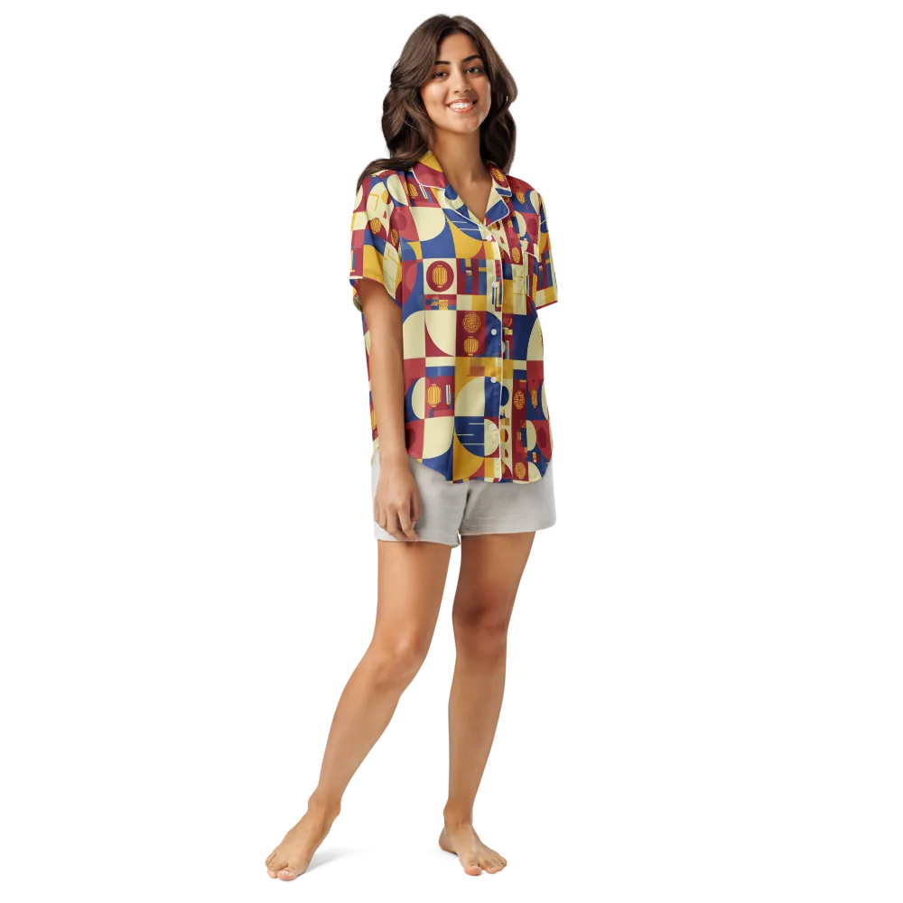 Lantern Geometry on Women's Short Sleeve Pajama Top — Front