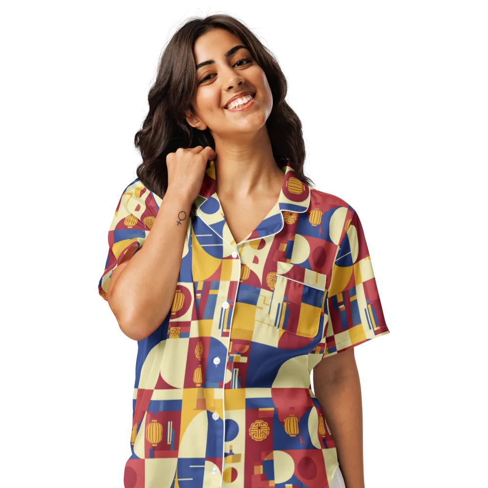 Lantern Geometry on Women's Short Sleeve Pajama Top — Front