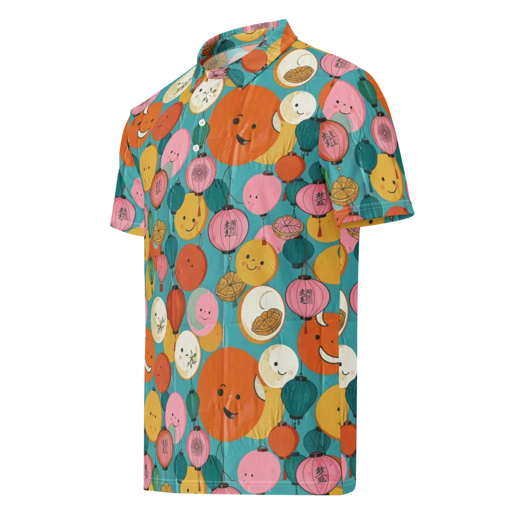 Lantern Moon Festival on Men's Slim Fit Polo Shirt — Left Front
