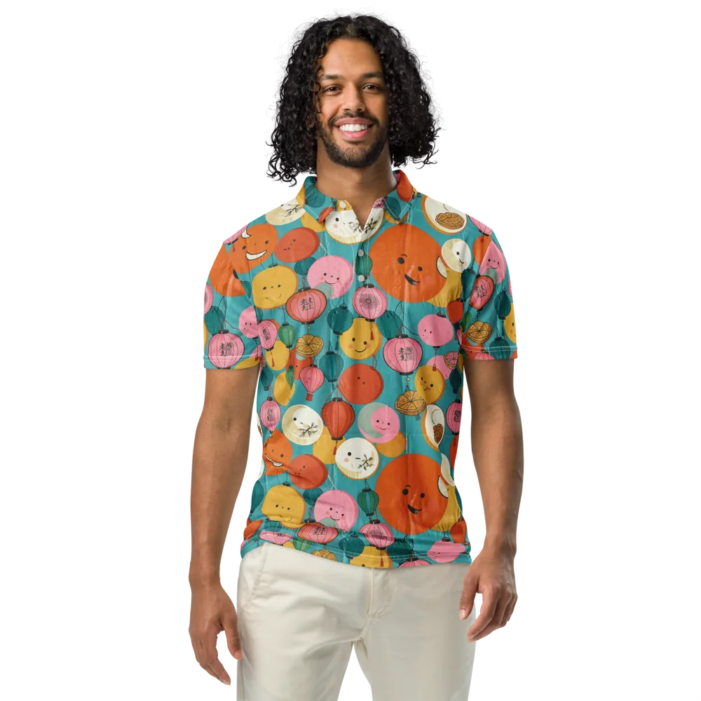 Lantern Moon Festival on Men's Slim Fit Polo Shirt — Front