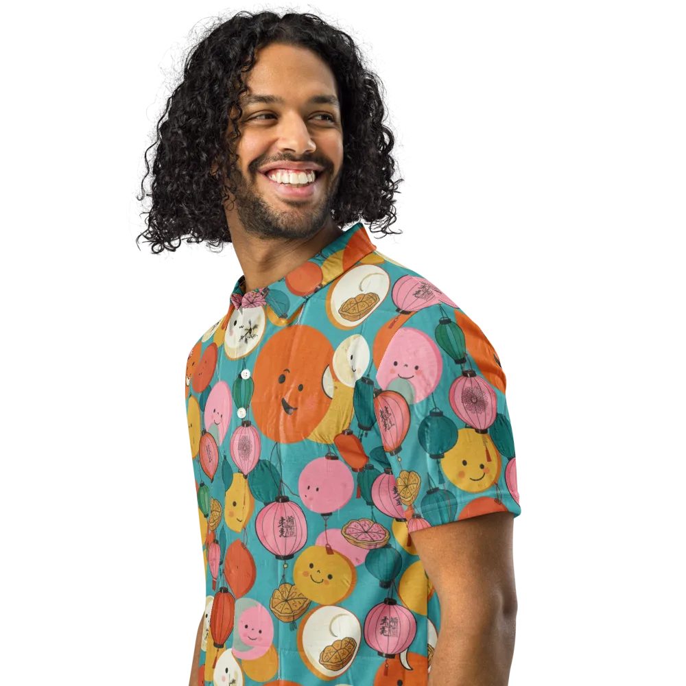 Lantern Moon Festival on Men's Slim Fit Polo Shirt — Left Front