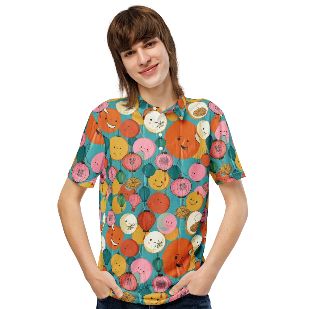 Lantern Moon Festival on Men's Slim Fit Polo Shirt — Front