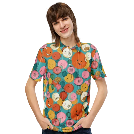 Lantern Moon Festival on a Men's Slim Fit Polo Shirt