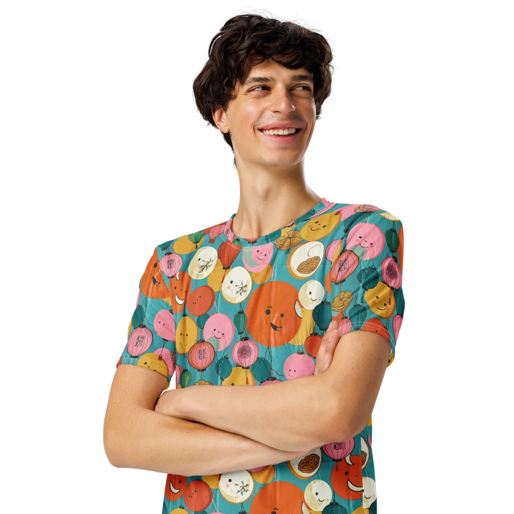 Lantern Moon Festival on Men's Crew Neck T-Shirt — Left Front