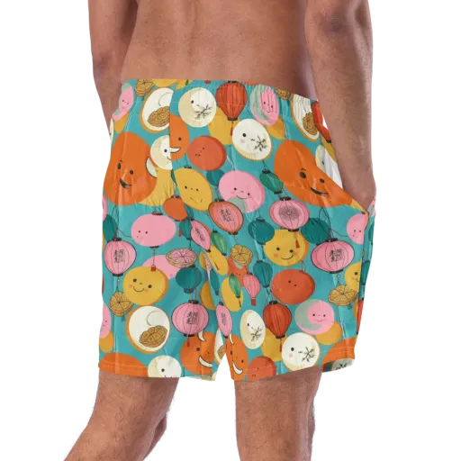 Lantern Moon Festival Swim Trunks on model