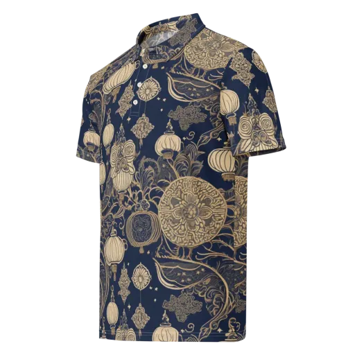 Midnight Lanterns on a Men's Slim Fit Polo Shirt