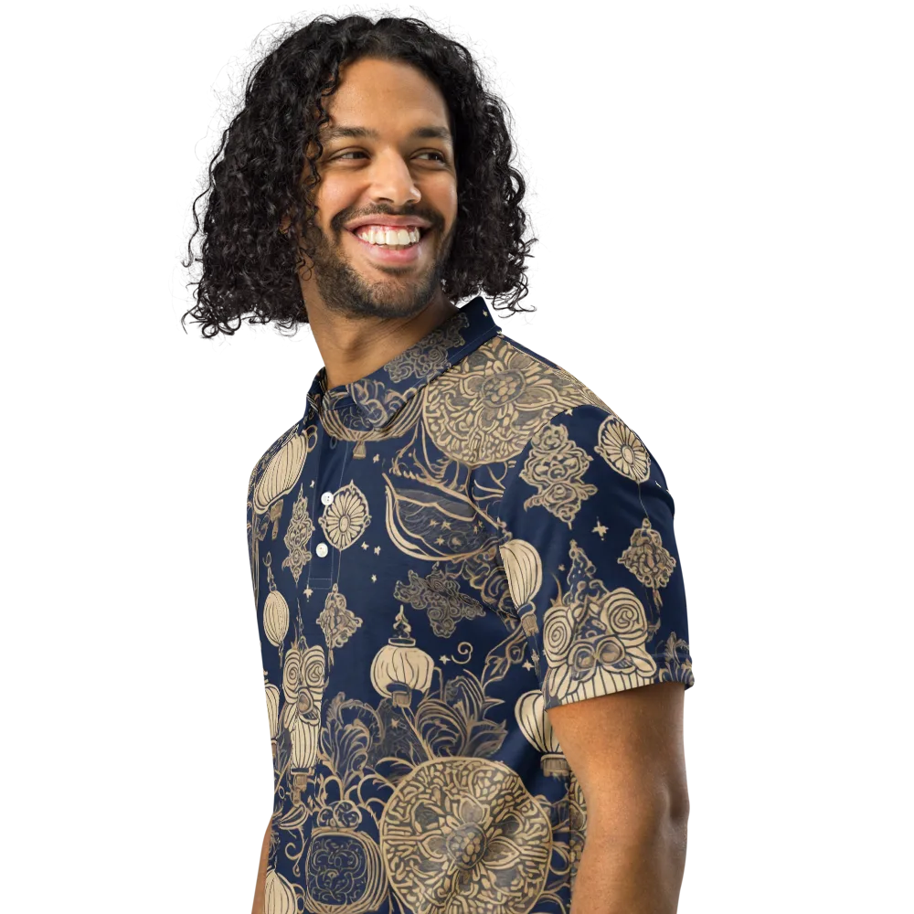 Midnight Lanterns on Men's Slim Fit Polo Shirt — Left Front