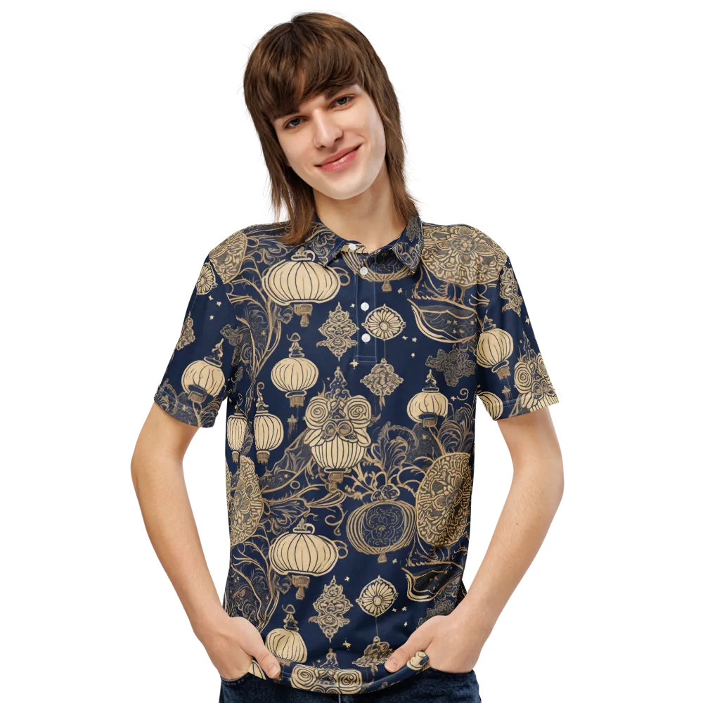 Midnight Lanterns on Men's Slim Fit Polo Shirt — Front