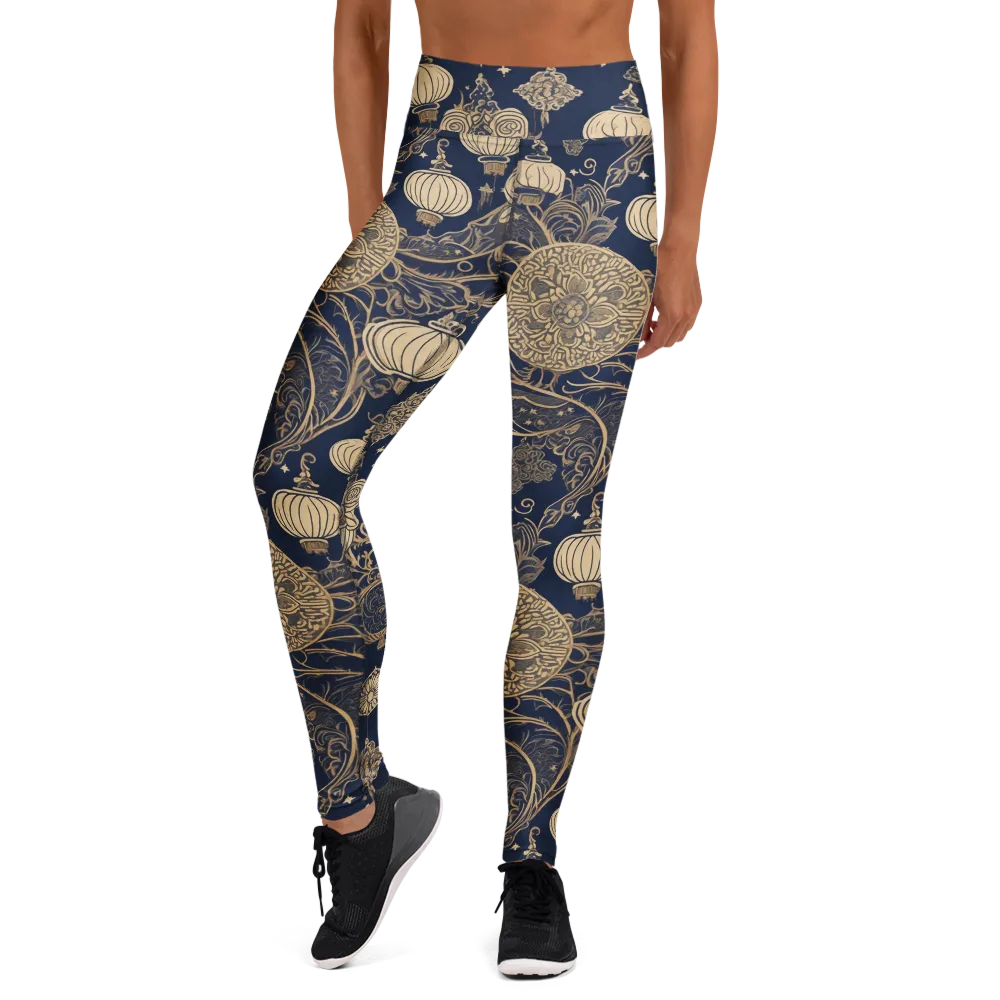 Midnight Lanterns on Yoga Leggings — Front