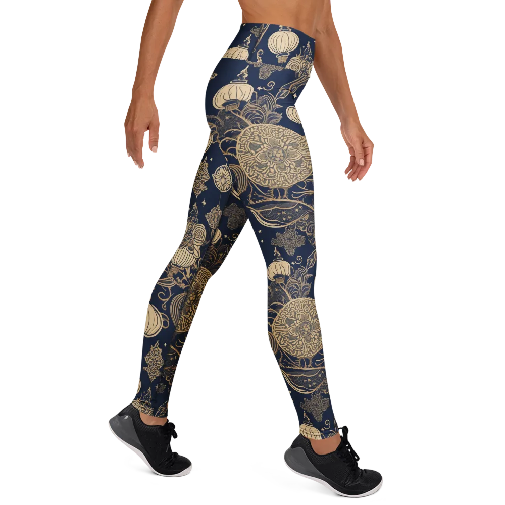 Midnight Lanterns on Yoga Leggings — Right