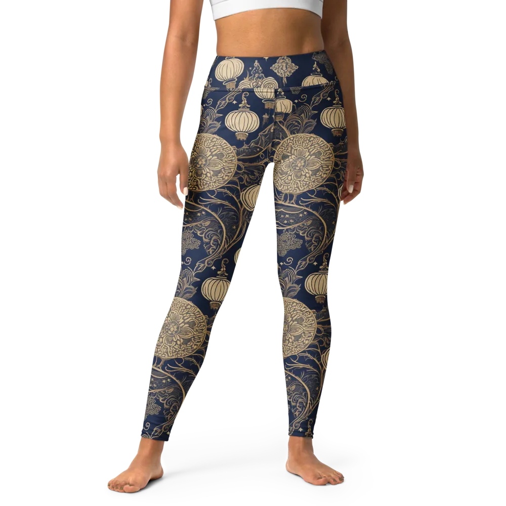 Midnight Lanterns on Yoga Leggings — Front