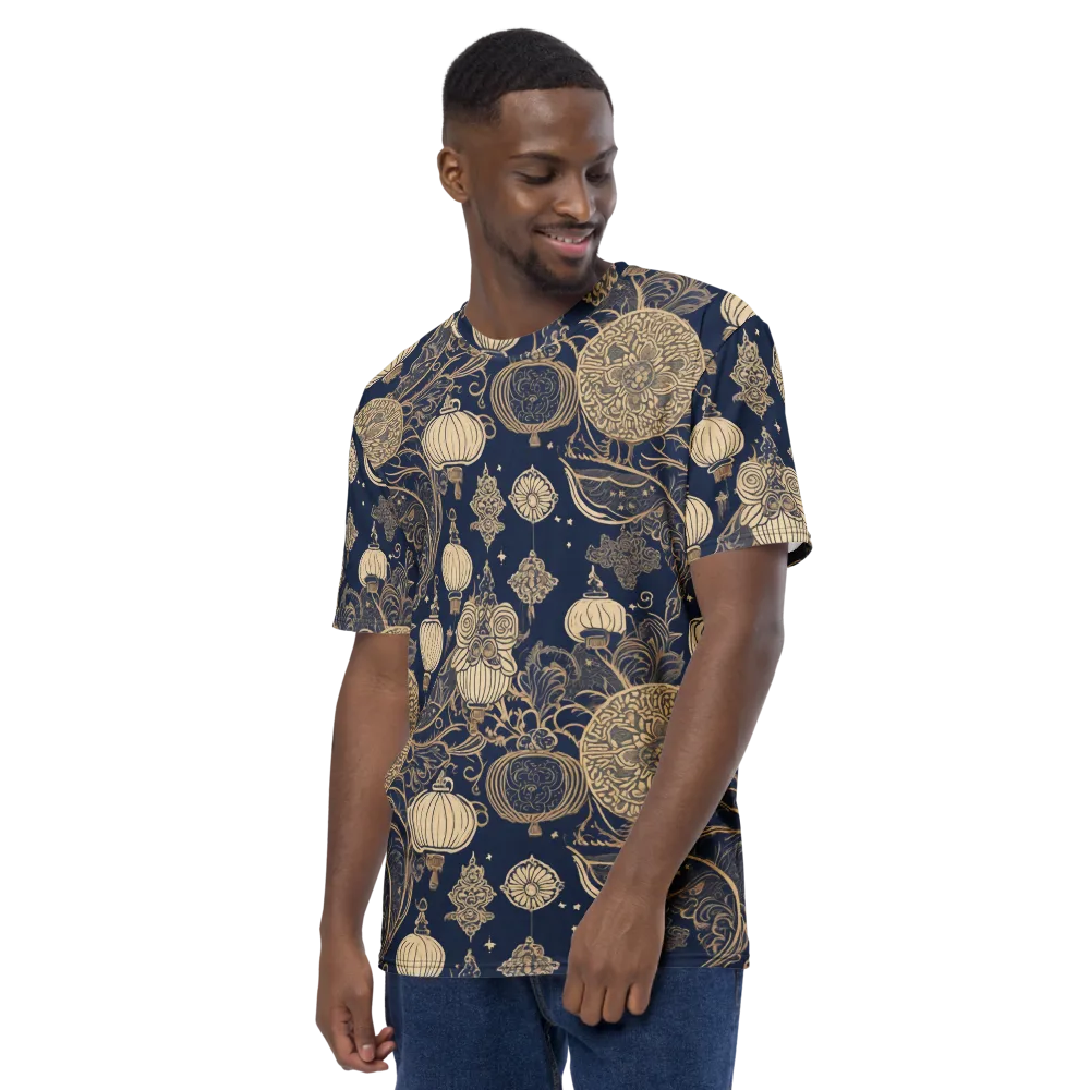 Midnight Lanterns on Men's Crew Neck T-Shirt — Left