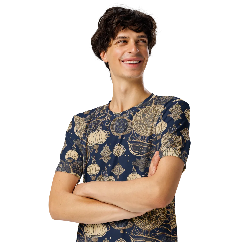 Midnight Lanterns on Men's Crew Neck T-Shirt — Left Front