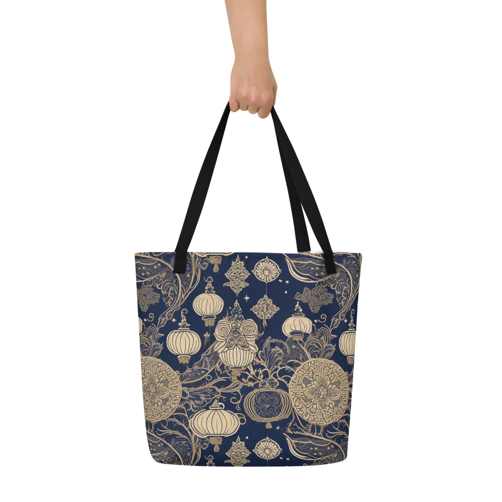 Midnight Lanterns on Large Tote Bag W/ Pocket — Front