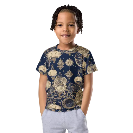 Midnight Lanterns on a Kids Crew Neck T-Shirt